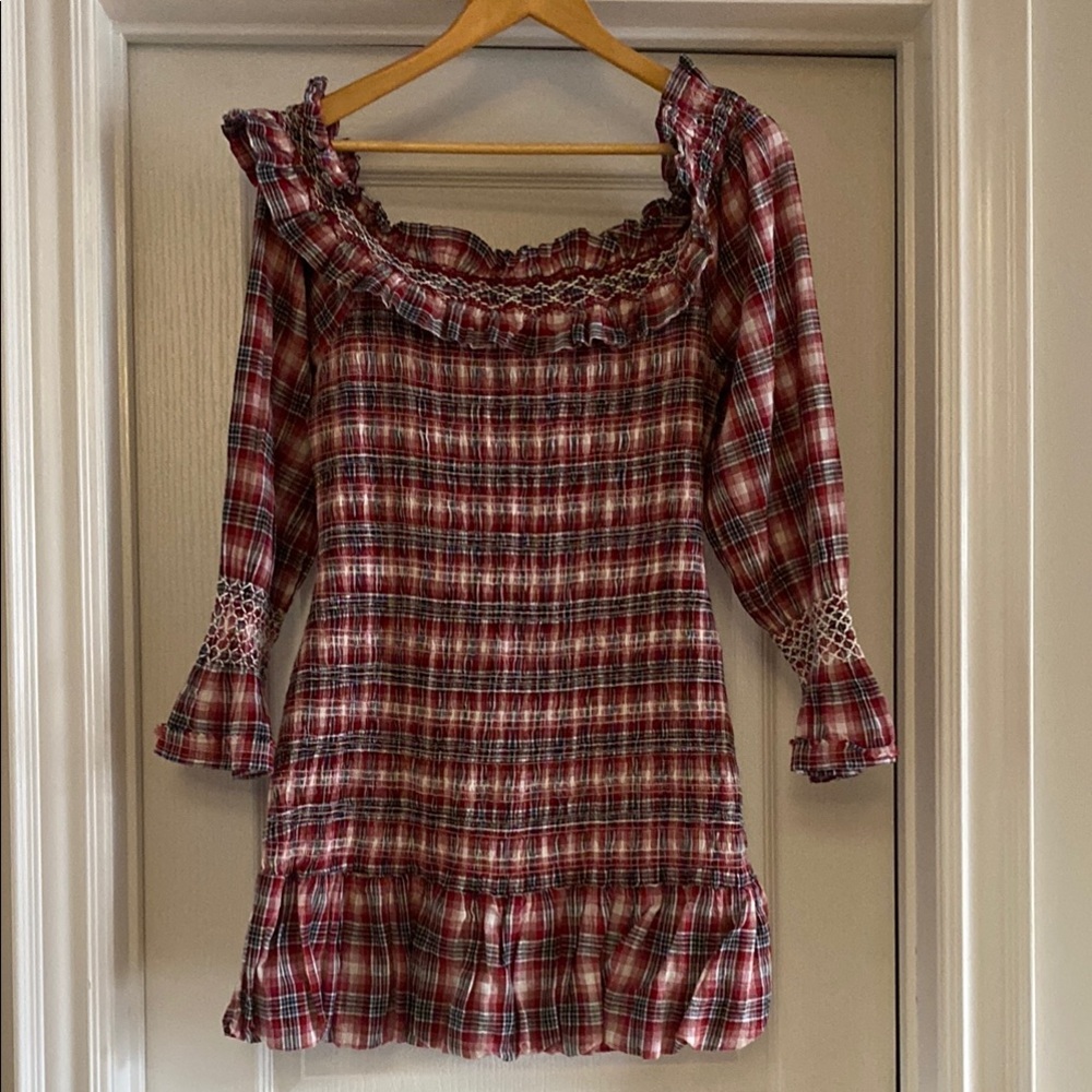 Red Plaid Ruffle Dress